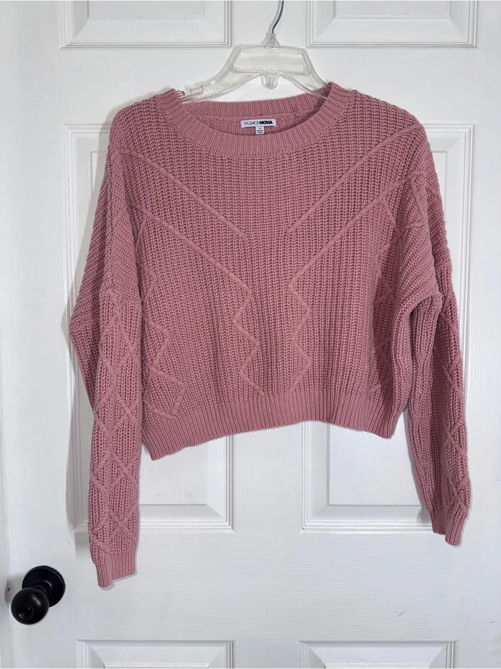 Fashion Nova Mauve Pink Textured Chunky Knit Crewneck Sweater Size M - Picture 2 of 9